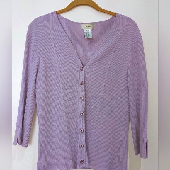LAURA rib knit button up cardigan - M - Picture 1 of 4